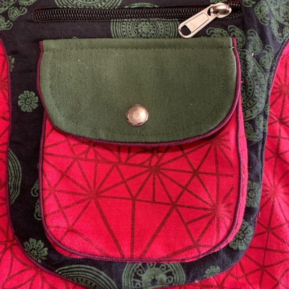 ⚛️🦘 Sacred Geometry Reversible snap Wrap Skirt w/detach Purse pouch NWOT travel - Picture 2 of 9